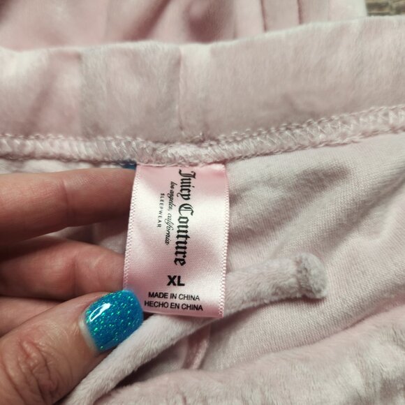 Juicy Couture Pink Rhinestone Velvet Fleece Pajamas - Picture 8 of 16